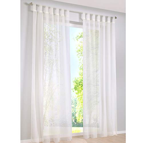 SIMPVALE 2 Stücks Voile Vorhänge zu Gürtelschlaufe transparent Vorhänge Fenster Balkon aus,Cremefarben,140x175cm von SIMPVALE