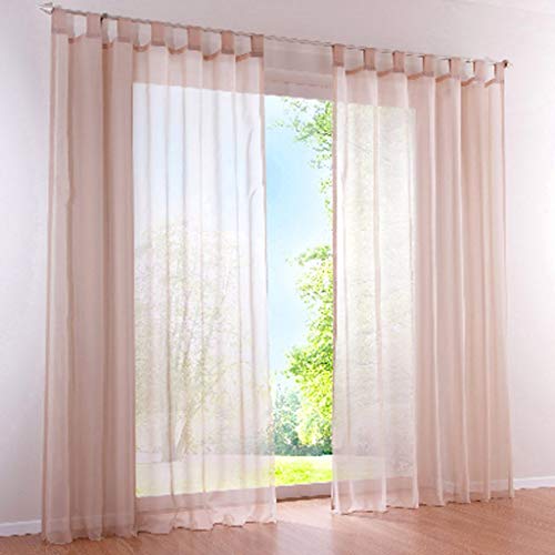 SIMPVALE 2 Stücks Voile Vorhänge zu Gürtelschlaufe transparent Vorhänge Fenster Balkon aus,Kaki,140x260cm von SIMPVALE