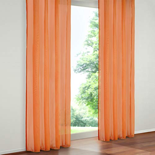 SIMPVALE 2 Stücks Voile Vorhänge zu Gürtelschlaufe transparent Vorhänge Fenster Balkon aus,Orange,140x145cm von SIMPVALE