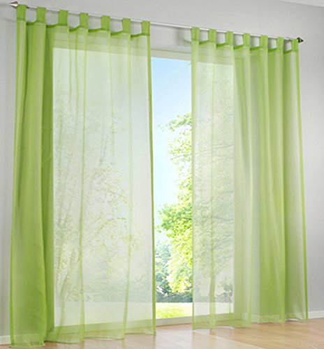 SIMPVALE 2 Stücks Voile Vorhänge zu Gürtelschlaufe transparent Vorhänge Fenster Balkon aus Tüll Breite 140cm, Polyester, Grün, Höhe 175cm SIMPVALE 2 Stücks Voile Vorhänge zu Gürtelschlaufe transparent Vorhänge Fenster Balkon aus Tüll Breite 140cm, Polyester, Grün, Höhe 175cm von SIMPVALE