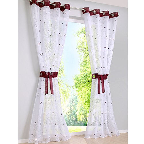 SIMPVALE 2 stücks Vorhang Blatt Chiffon Tüll Tür Fenster Vorhänge Balkon Falten, für Wohnzimmer, Breite 140 cm, Polyester, Violett 002#, Höhe 245cm von SIMPVALE