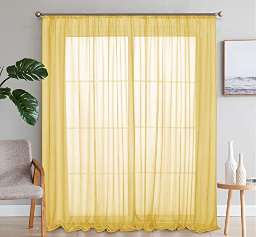 SIMPVALE 2er Set Gardinen Vorhang Schlafzimmer Transparent Vorhänge mit Schienenhaken für Wohnzimmer, Gelb, BxH 140x175cm SIMPVALE 2er Set Gardinen Vorhang Schlafzimmer Transparent Vorhänge mit Schienenhaken für Wohnzimmer, Gelb, BxH 140x175cm von SIMPVALE