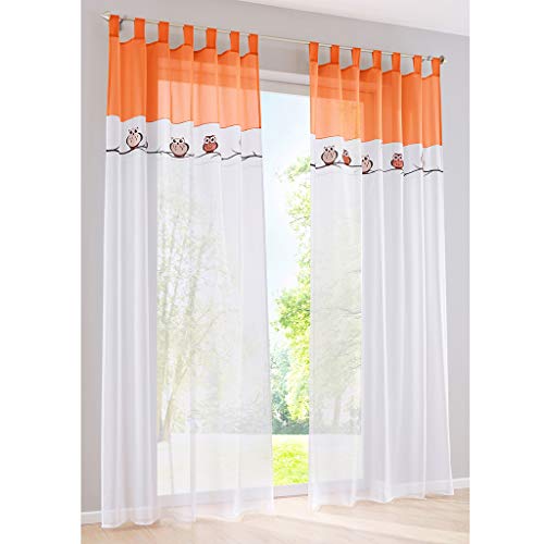 SIMPVALE 2er Set Gardinen mit Schlaufen Bestickt Niedliche Eule Durchscheinend Voile Vorhänge für Schlafzimmer Wohnzimmer Balkon, 140x145cm, Orange SIMPVALE 2er Set Gardinen mit Schlaufen Bestickt Niedliche Eule Durchscheinend Voile Vorhänge für Schlafzimmer Wohnzimmer Balkon, 140x145cm, Orange von SIMPVALE