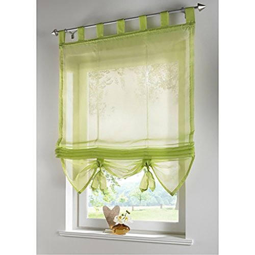 SIMPVALE Angel Bud 1 Stück Voile Raffrollo mit Schlaufen - Transparent Einfarbig Tüll Vorhänge - Römischen Vorhang für Küche, Bad und Balkon - Grün - 80x155cm von SIMPVALE