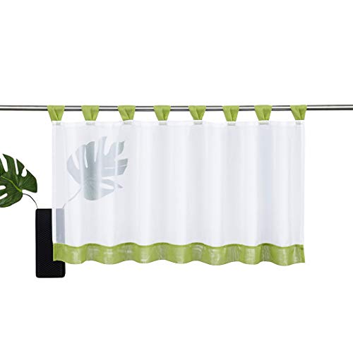 SIMPVALE Bistrogardine Volants Kurze Netzvorhänge Fenster Innendekoration für Küche Balkon (Breite 120 cm / Länge 30 cm, Grün) von SIMPVALE