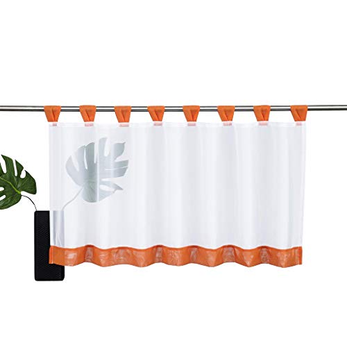 SIMPVALE Bistrogardine Volants kurze Netzvorhänge Fenster Innendekoration für Küche Balkon (Breite 120 cm / Länge 30 cm, Orange) von SIMPVALE