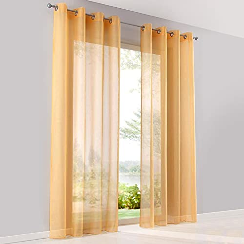 SIMPVALE Gardinenschals 2er Set, Vorhänge mit Ösen,Polyester Voile Schlaufenschal Transparent für Wohnzimmer, Balkon Schlafzimmer Küche Breit 140cm Höhe 225cm,Vorhang Orange SIMPVALE Gardinenschals 2er Set, Vorhänge mit Ösen,Polyester Voile Schlaufenschal Transparent für Wohnzimmer, Balkon Schlafzimmer Küche Breit 140cm Höhe 225cm,Vorhang Orange von SIMPVALE