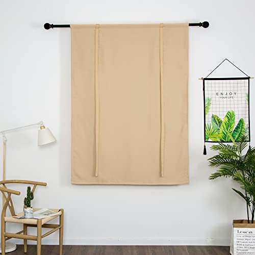 SIMPVALE Raffgardinen Verdunkelung Kurze Gardinen mit Binden Thermoisoliert Verdunkelungsvorhang, mit Stangentaschenrollo für Schlafzimmer Wohnzimmer Küche (Beige, 80x120cm) von SIMPVALE