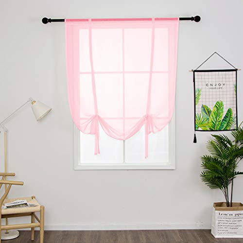 SIMPVALE Raffrollo Vorhänge Sheer Voile Vorhang für Wohnzimmer Schlafzimmer Rosa 100×120cm (B×H) von SIMPVALE