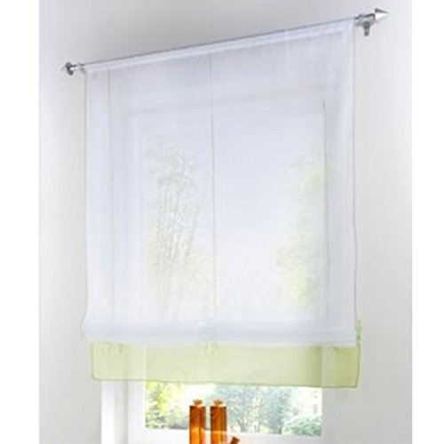 SIMPVALE Raffrollo Gardinen Voile römischen Raffgardinen Schatten Transparent Vorhang für Balkon und Küche (grün, Breite 120cm / Höhe 155cm) von SIMPVALE