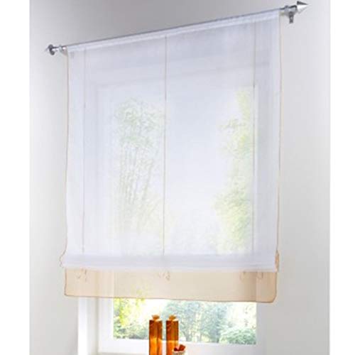 SIMPVALE Raffrollo Gardinen Voile Römischen Raffgardinen Schatten Transparent Vorhang für Balkon und Küche Hellbraun 100cm x 155cm von SIMPVALE