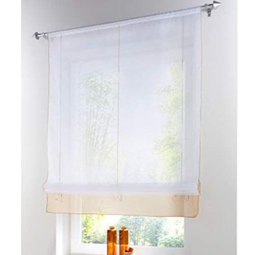 SIMPVALE Raffrollo Gardinen Voile Römischen Raffgardinen Schatten Transparent Vorhang für Balkon und Küche Hellbraun 60cm x 155cm von SIMPVALE