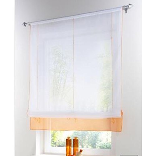 SIMPVALE Raffrollo Gardinen Voile römischen Raffgardinen Schatten Transparent Vorhang für Balkon und Küche (orange, Breite 60cm / Höhe 155cm) von SIMPVALE