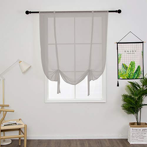 SIMPVALE Raffrollo Vorhänge Sheer Voile Vorhang für Wohnzimmer Schlafzimmer Grau 100×140cm (B×H) von SIMPVALE