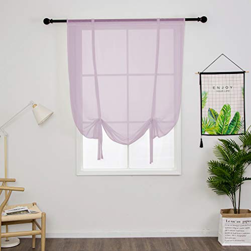 SIMPVALE Raffrollo Vorhänge Sheer Voile Vorhang für Wohnzimmer Schlafzimmer Transparente Gardinen Light Lila 100×120cm (B×H) von SIMPVALE