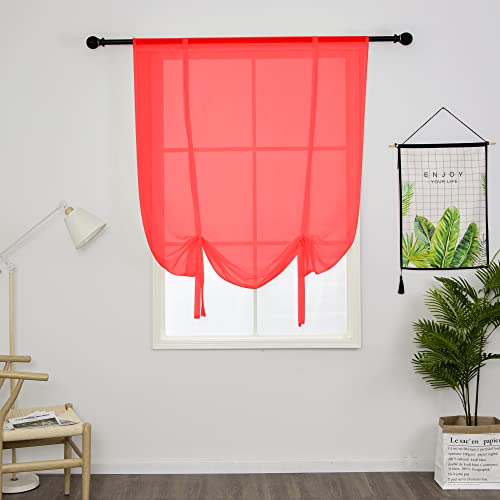 SIMPVALE Raffrollo Vorhänge Sheer Voile Vorhang für Wohnzimmer Schlafzimmer Transparente Gardinen Rot 60×120cm (B×H) von SIMPVALE