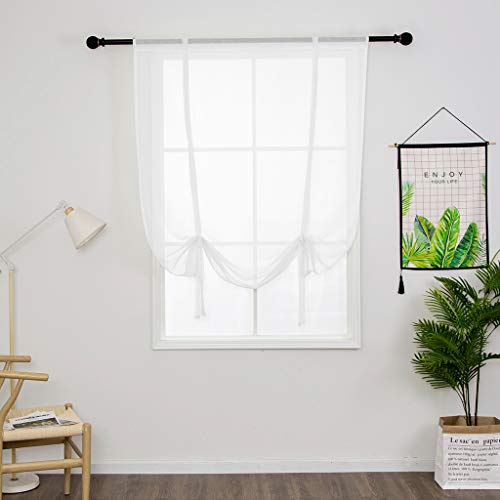 SIMPVALE Raffrollo Vorhänge Sheer Voile Vorhang für Wohnzimmer Schlafzimmer Weiß 80×120cm (B×H) von SIMPVALE