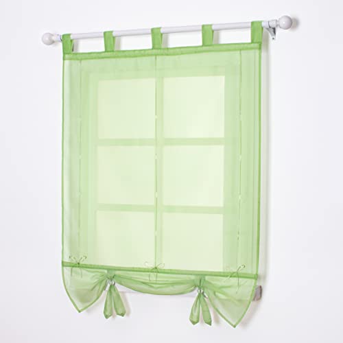 SIMPVALE Raffrollo mit Schlaufen Gardinen Voile römischen Liter Fall Schatten Transparent Vorhang für Balkon und Küche, Grün, 100cm (Breite) x155cm (Höhe) von SIMPVALE