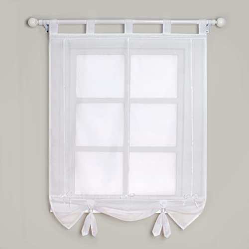 SIMPVALE Raffrollo mit Schlaufen Gardinen Voile römischen Liter Fall Schatten Transparent Vorhang für Balkon und Küche, Weiß, 140cm (Breite) x155cm (Höhe) von SIMPVALE