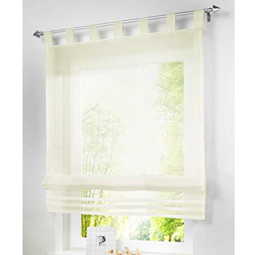 SIMPVALE Raffrollo mit Schlaufen Gardinen Voile römischen Liter Fall Schatten Transparent Vorhang für Balkon und Küche (beige, Breite 100cm/Höhe 155cm) von SIMPVALE