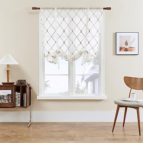 SIMPVALE Raffrollos Vorhänge – Raffgardine mit Stangentasche – für Schlafzimmer, Arbeitszimmer, Badezimmer, Küche, Kaffee, 100 x 120 cm, 1 Stück von SIMPVALE