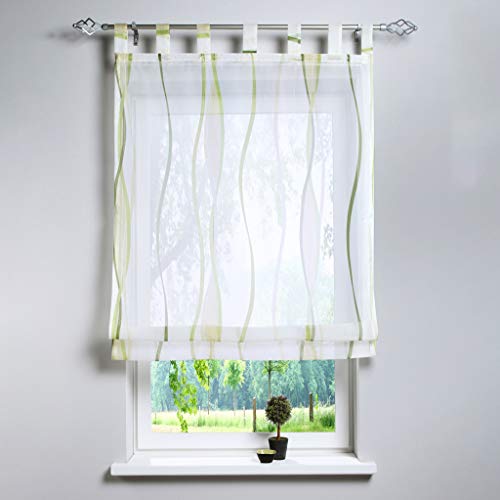 SIMPVALE Sling Roman Wave Print Vorhang Schatten Vorhang für Balkon und Küche, Cafe (Grün, Breite 140cm / Höhe 140cm) von SIMPVALE
