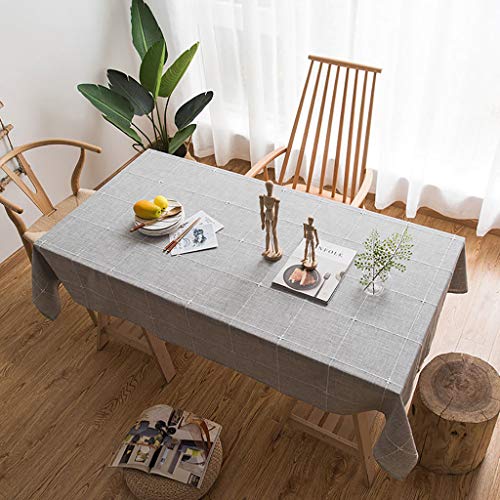 SIMPVALE Tischdecken aus Baumwollleinen, Tischabdeckung für Esstisch oder Picknick, Möbelabdeckung für Heimdekoration (grau, 135 x 160 cm) von SIMPVALE