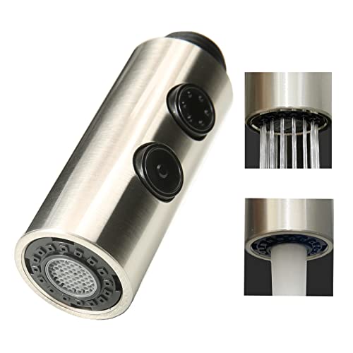 Verbesserter Küchenarmatur-Kopf-Ersatz, 3-Funktion-Küchenspüle-Sprühdüse mit 6 Adaptern, 360° drehbarer Wasserhahnbelüfter, universeller Wasserhahnkopf für Küchenspüle (gebürstetes Nickel) von SIMSIN