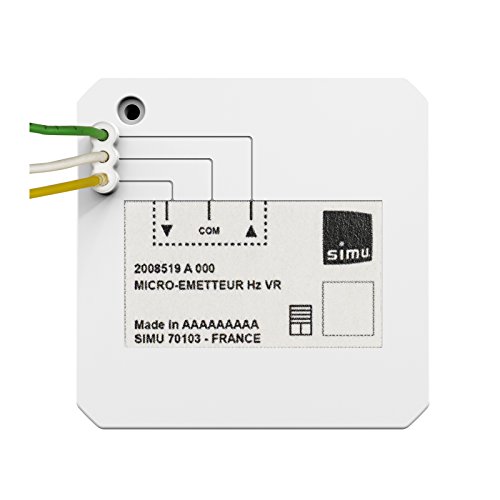SIMU Funk Hz Mikro Sender Rollladen passend auch für Funk RTS Motoren - Drucktaste - Scharnierhebel - Manual - Weiß von SIMU