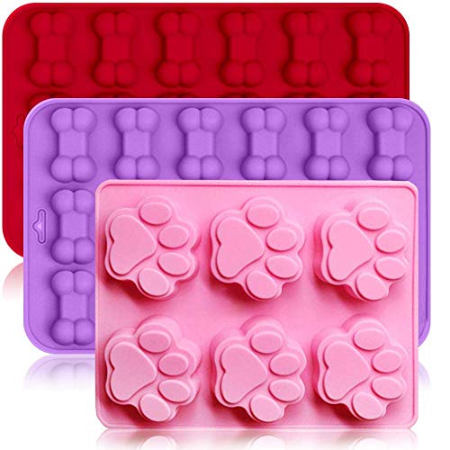 SIMUER 10 Pack Silikon Eisformen Trays Mit Puppy Dog Paw Und Knochen Form Seifenform Bakeware Maker Für Backen Schokolade Süßigkeiten Pink Rot Lila von SIMUER