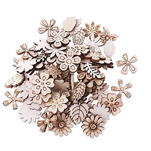 400Pcs Holz Blumen und Blätter Scheiben Holzscheiben Naturholzscheiben Streudeko Tischdeko Verzierungen für DIY Basteln Handwerk Weihnachten Hochzeit Geburtztag Deko 20mm (Mischmuster) von SIMUER