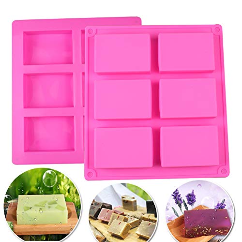 6 Hohlräume Silikonform Seifenformen Rechteckig Seifenform Kuchenform Kuchen DIY Form Ice Cube Tablett 2 Stück Rosa von SIMUER