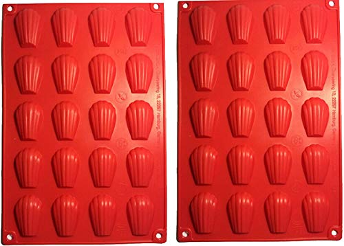 Mini-Madeleins-Backblech, 2 Stück, Madeleine-Silikon-Backform, 20 Mulden, Madeleine-Silikonform, rote Jakobsmuschelform, Madeline-Dosen zum Backen von Kuchen, Schokolade, Süßigkeiten, Keksen Mini-Madeleins-Backblech, 2 Stück, Madeleine-Silikon-Backform, 20 Mulden, Madeleine-Silikonform, rote Jakobsmuschelform, Madeline-Dosen zum Backen von Kuchen, Schokolade, Süßigkeiten, Keksen von SIMUER