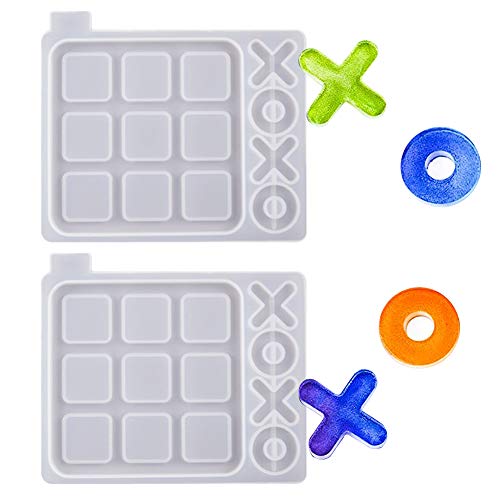 2PCS Silikon Tic Tac Zehenform X O Brettspiel Silikonharzform Kit DIY Silikonformen, für Epoxidharz Spiel Gießform für DIY Handwerk, Kinder Erwachsene Tisch Familienspiel, Heimdekoration von SIMUER