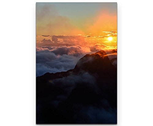 SIN-US 74 Berge im Sonnenuntergang mit Nebel - Poster gerollt 90x60cm von SIN-US 74