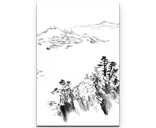 SIN-US 74 Landschaft in traditioneller chinesischer Tuschemalerei - Poster gerollt 90x60cm von SIN-US 74