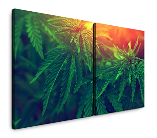 SIN-US 74 Marihuana 65x30cm - 2 Wandbilder je 30x30cm Kunstdruck modern Wandbilder XXL Wanddekoration Design Wand Bild von SIN-US 74