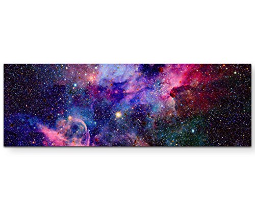 SIN-US 74 Nebel und Galaxien im Weltraum - Panoramabild auf Leinwand in 150x50cm von SIN-US 74