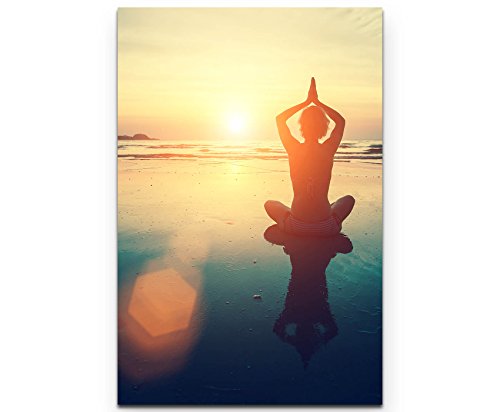 SIN-US 74 Silhouette Einer Frau beim Yoga am Strand - Poster gerollt 90x60cm von SIN-US 74