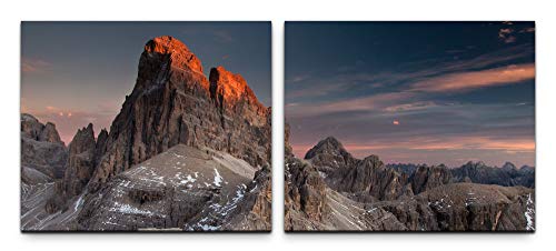 SIN-US 74 Sonnenstrahlen auf den Dolomiten Bild Leinwand fertig auf Rahmen 2 Bilder a 50x60cm von SIN-US 74