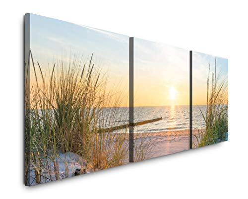 SIN-US 74 Sonnenuntergang an der Ostsee Bild XXL Panorama Deko Wandbilder 150x50cm - 3 Bilder a 50x50cm von SIN-US 74