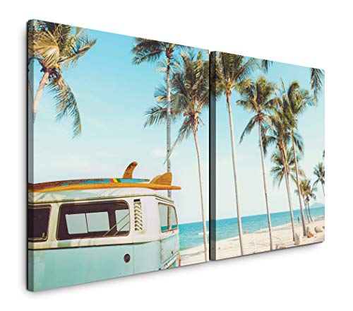 SIN-US 74 Vintage Auto auf einem tropischem Strand 65x30cm - 2 Wandbilder je 30x30cm Kunstdruck modern Wandbilder XXL Wanddekoration Design Wand Bild SIN-US 74 Vintage Auto auf einem tropischem Strand 65x30cm - 2 Wandbilder je 30x30cm Kunstdruck modern Wandbilder XXL Wanddekoration Design Wand Bild von SIN-US 74