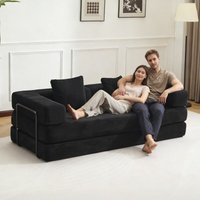 Komprimierbares Schlafsofa aus schwarzem Cord, bequemes Sofa ohne Montage erforderlich, Bodensofa, Loungecouch für kleine Räume im Wohnzimmer von SINAOPUS