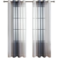 Sinbinta - 2er Set Gardinen Grau Wohnzimmer Vorhänge mit Ösen Gardinen Fenster,Gardine Transparent Ösenschal Vorhang Schlaufen ,Dekoschals für von SINBINTA