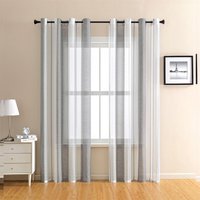 2er-Set Voile Gardinen Vorhang Halbtransparent Streifen Stores Schals mit Ösenschal Moderner Wohnstil für Dekoration Wohnzimmer Schlafzimmer - Grau von SINBINTA