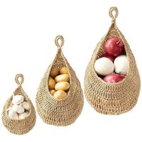 3Pcs Hängende Obstkörbe für die Küche, Hängender Korb Baumwolle Teardrop Hängende Körbe, Platzsparende Aufbewahrungs für Gemüse, Zwiebeln, Kartoffeln von SINBINTA