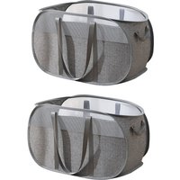 Faltbarer Wäschekörbe 2 Stück, 75L Pop-up Wäschekorb klappbar Groß mit 4 Verstärkte Griffe Pop-up Faltbarer Laundry Baskets Faltbarer Wäschekörbe für von SINBINTA
