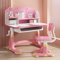 Kinder-Schreibtisch- und Stuhl-Set, höhenverstellbar, Kinderstudiertisch mit Schublade, Bücherregal, Kindersitztisch für Jungen, Mädchen, Schule, von SINBINTA