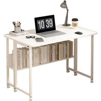 Kleiner Schreibtisch Klappbar, Klappschreibtisch mit Rollen, Einfache Montage Klappbarer Schreibtisch mit Stauraum, Schreibtisch Klein, Home Office von SINBINTA