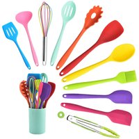 Küchenhelfer Set, 12 teilig Silikon Kochutensilien Kochgeschirr, Hitzebeständiger Kochbesteck Set mit Utensilienhalter, Gesund & Antihaft, von SINBINTA